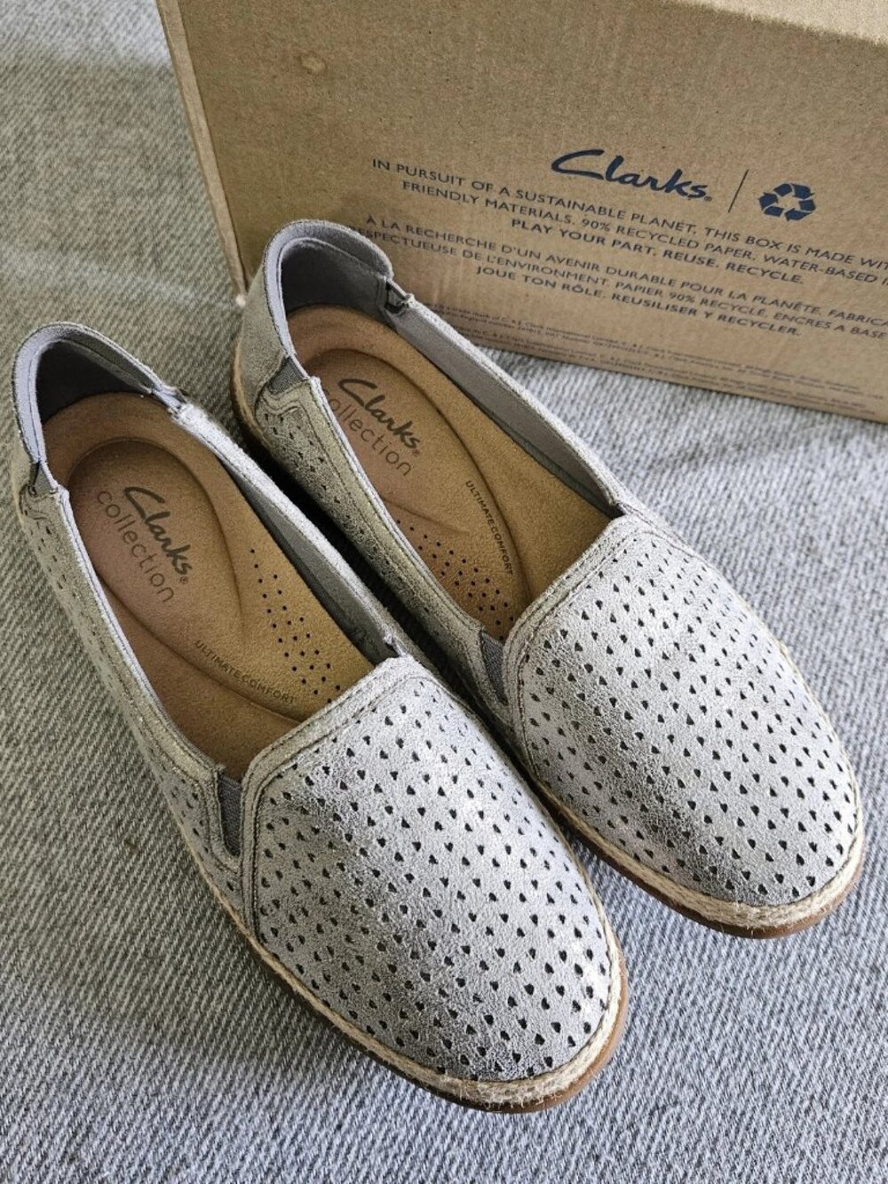 Clarks Collection Espadrille Slip-Ons Elaina Pewter Size US 7